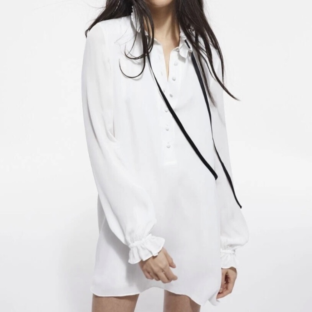 The Kooples White Silk Mock Neck Mini Dress Indie Sleaze